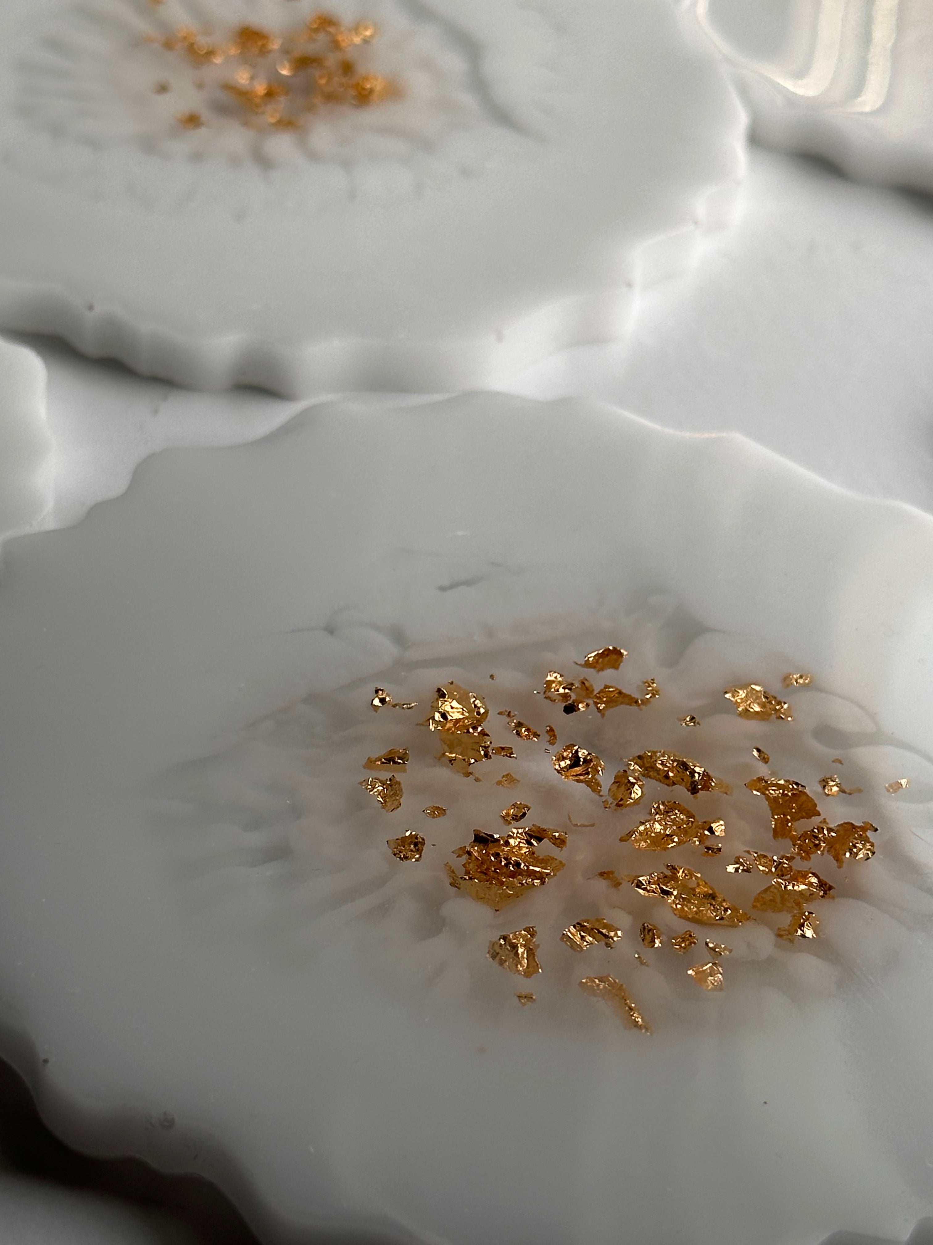 White & Gold Geode Coaster